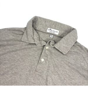 Peter Millar Crown Soft Golf Polo Shirt Mens Large Brown Striped